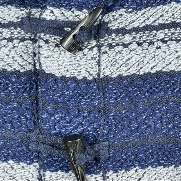 CHAPS Indigo Textured Knit Toggle Button Hooded Jacket in Small Petite - Picture 10 of 15